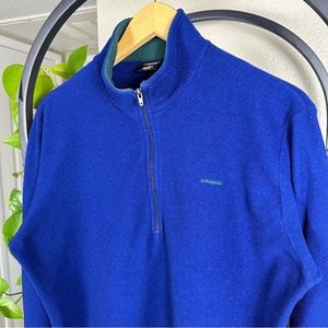 Patagonia Capilene Blue Fleece Half Zip Pullover Made In USA Size Large Vintage